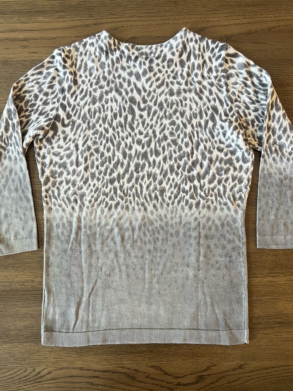 Talbots Merino Wool Lightweight Sweater Gray Leopard 3/4 Sleeve Workwear Office - Picture 4 of 7